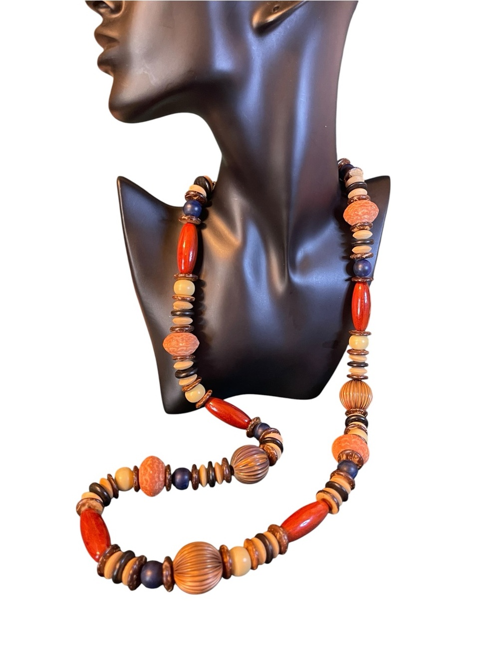 Vintage Carol Dauplaise Multi-Textured 32” Beaded Statement Necklace
